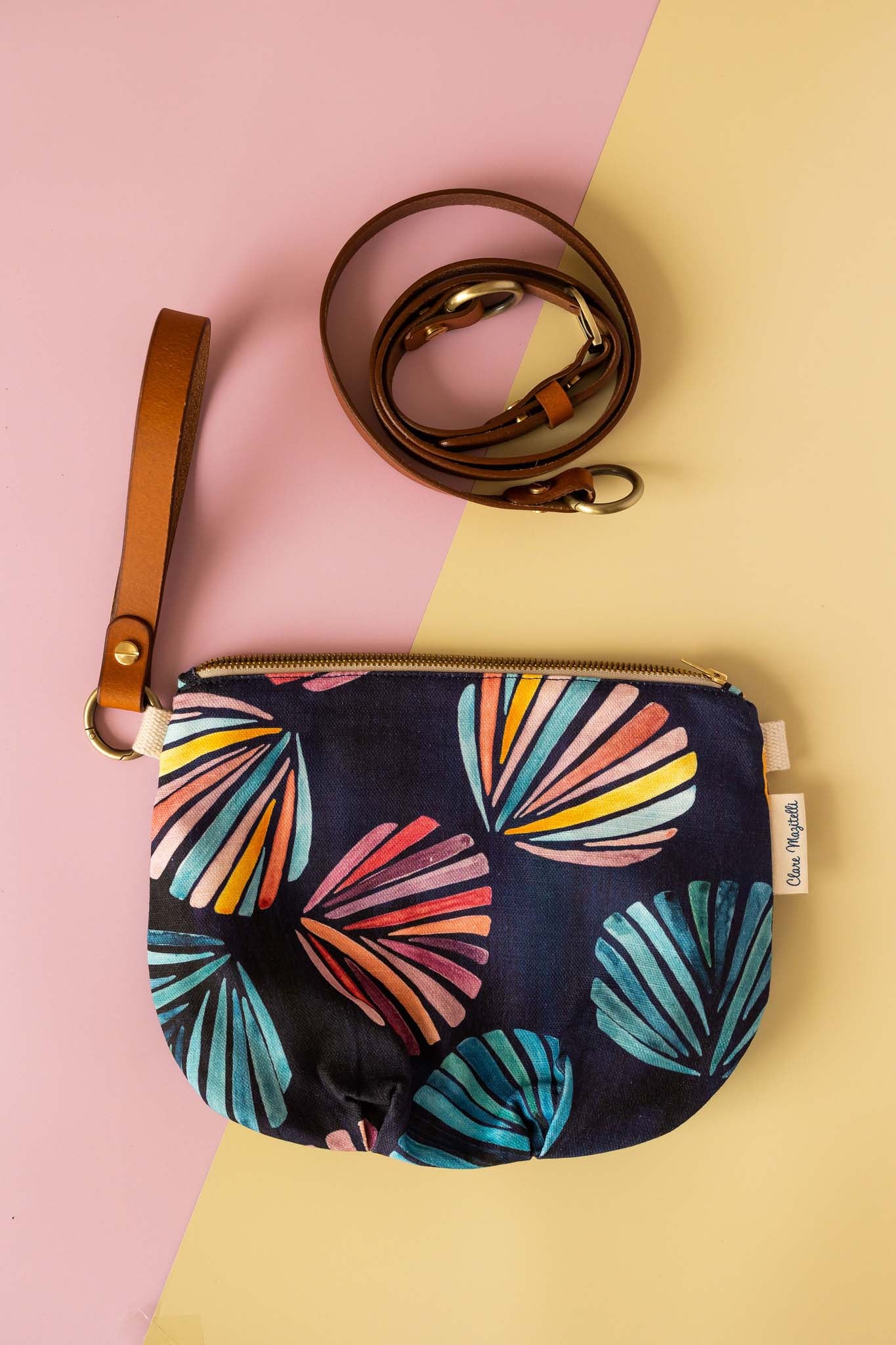 Indigo shell - Linen crossbody bag