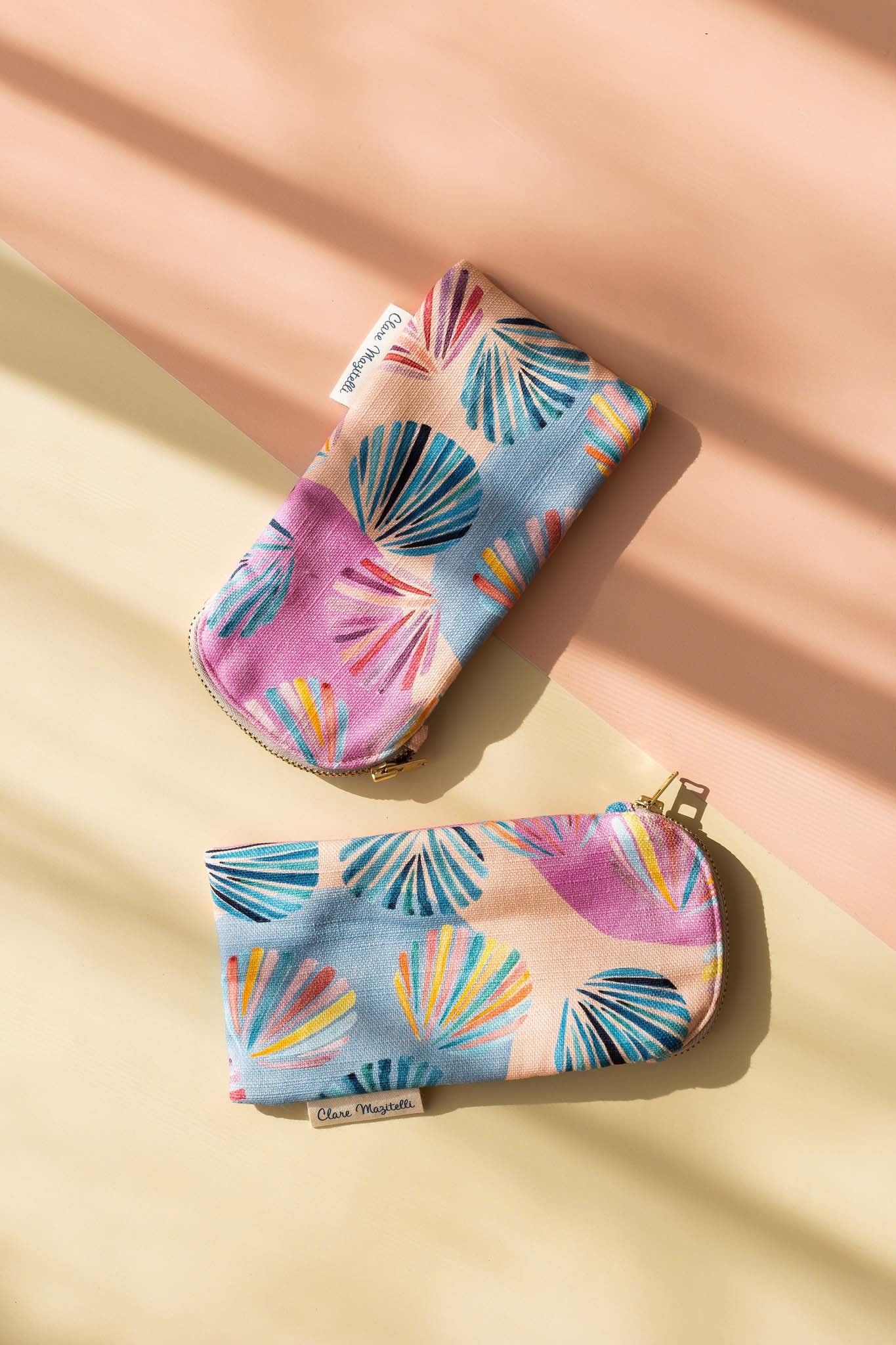 Gelato shell mini print - Linen sunglasses case