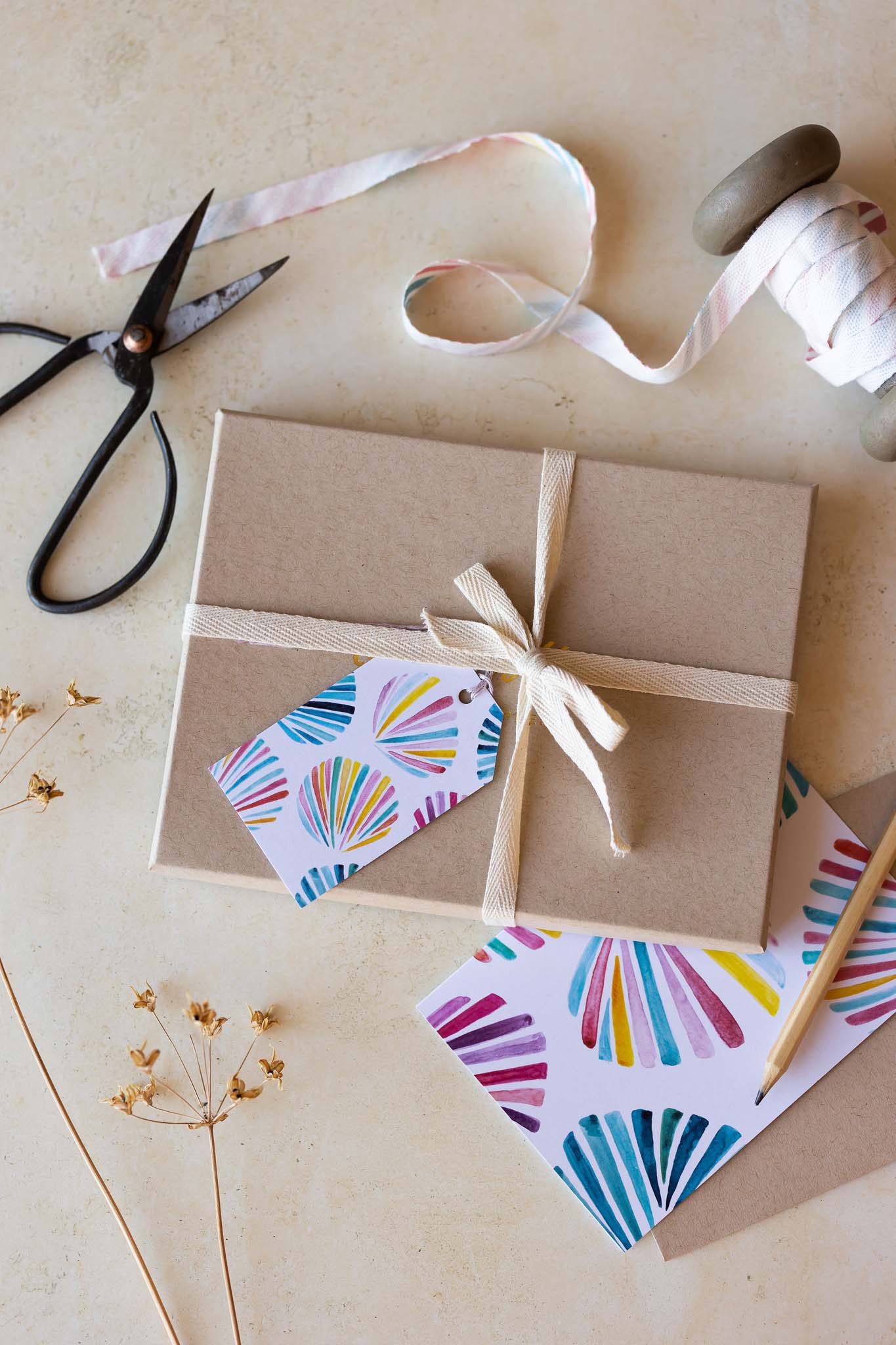 Greeting cards set - Sunset seashells