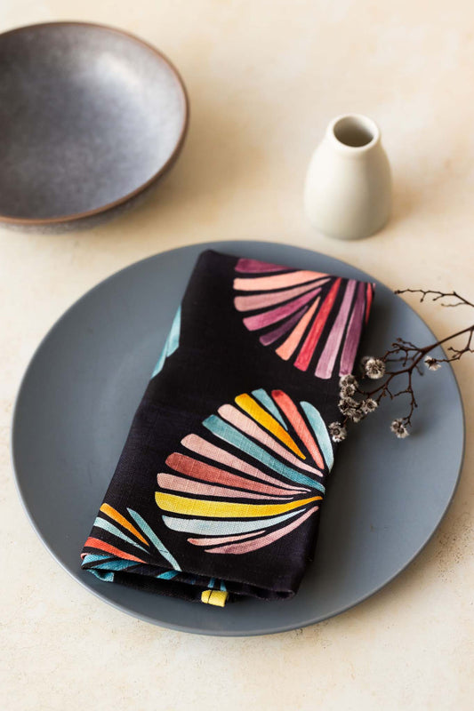 Indigo shell - Linen napkin/placemat set of 2