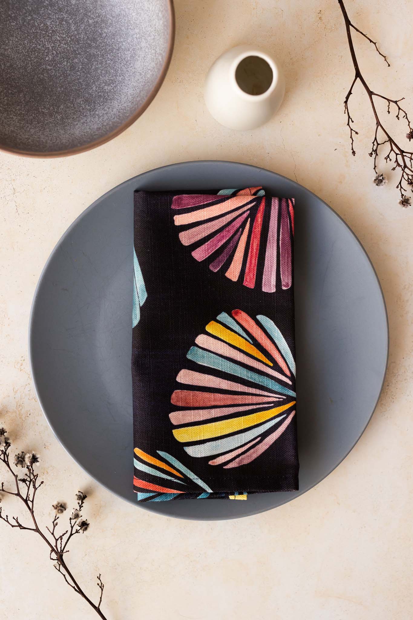 Indigo shell - Linen napkin/placemat set of 2