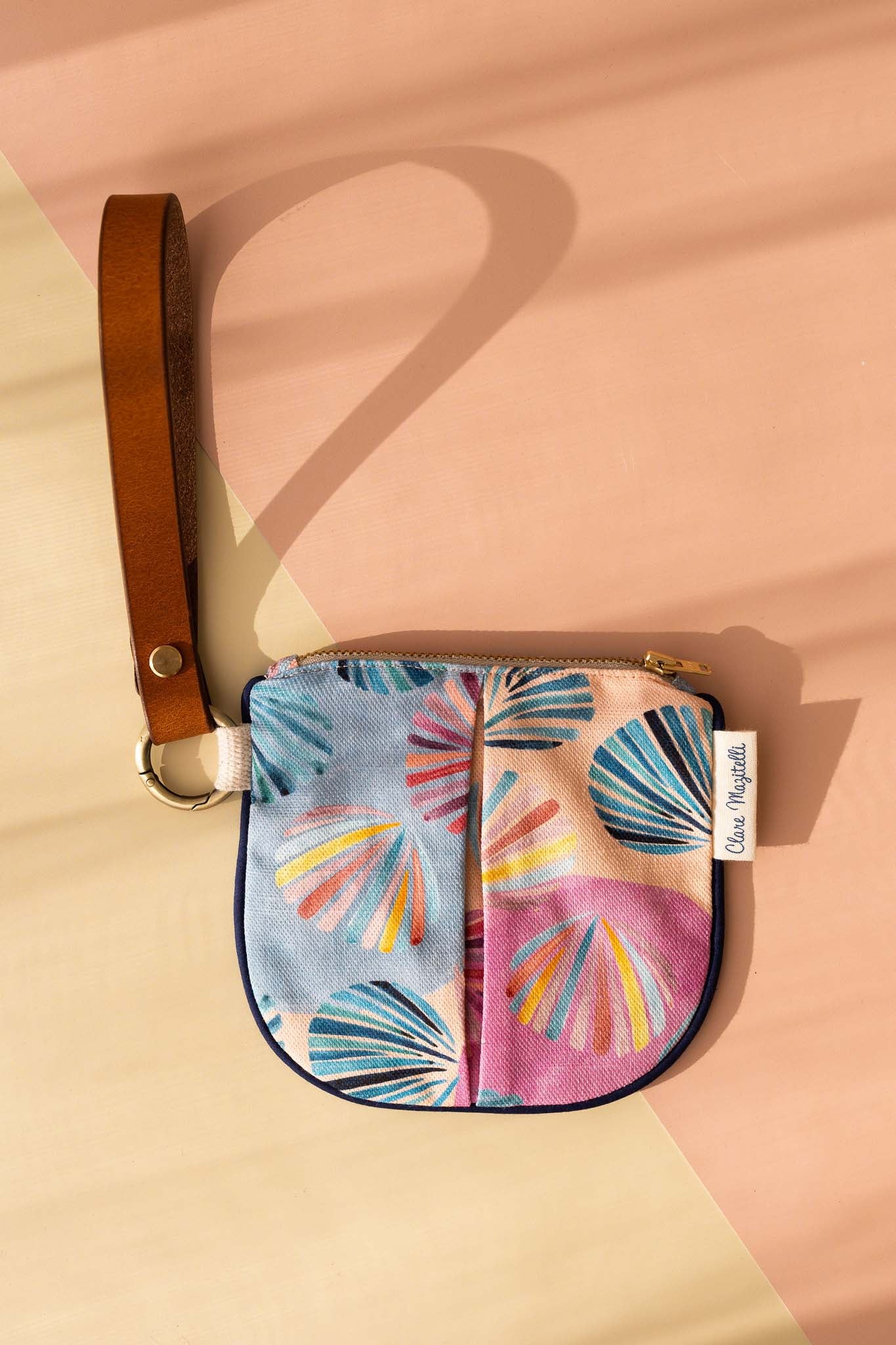 Gelato shell mini print - Linen zip purse