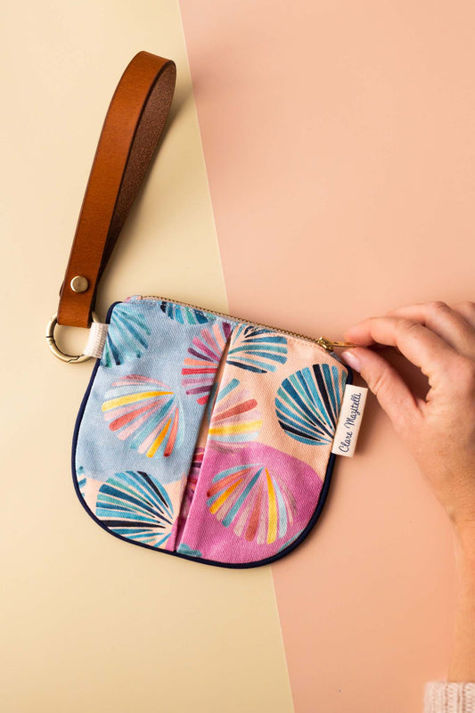 Gelato shell mini print - Linen zip purse